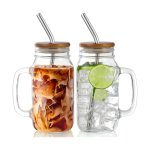1.1 Mason Jar with Straw and Lid for Drinks