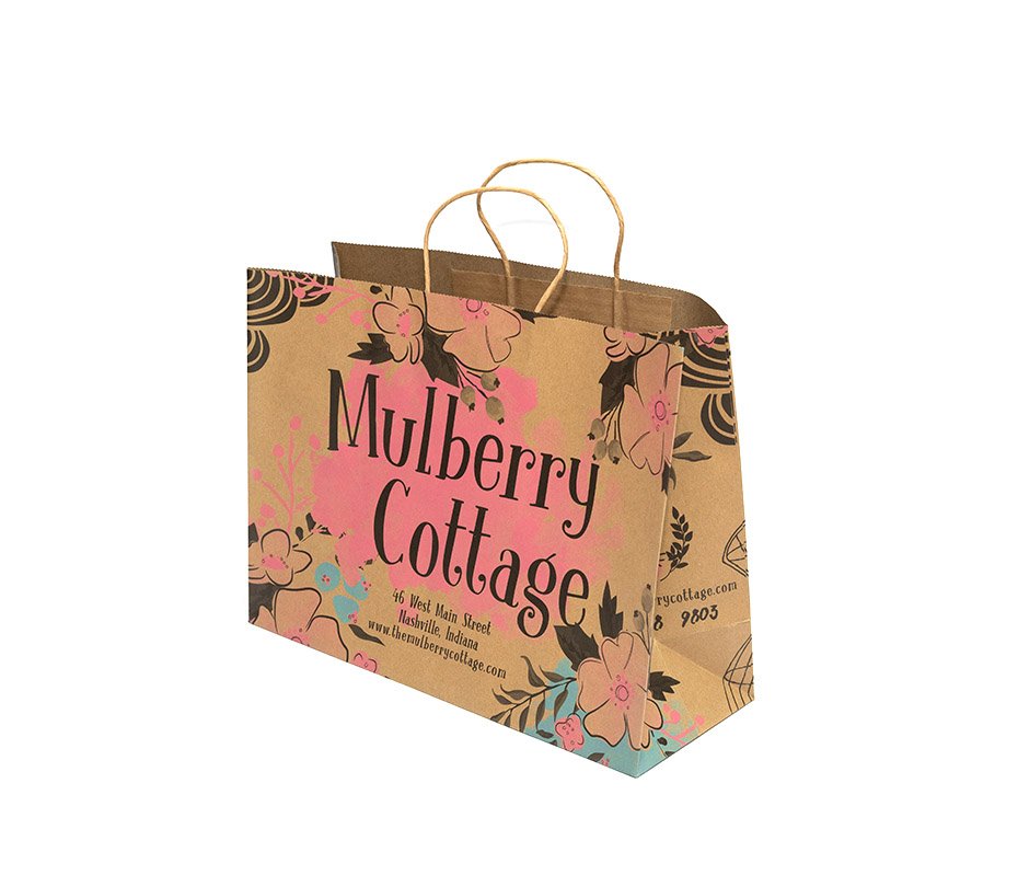 Twisted paper handle shopper