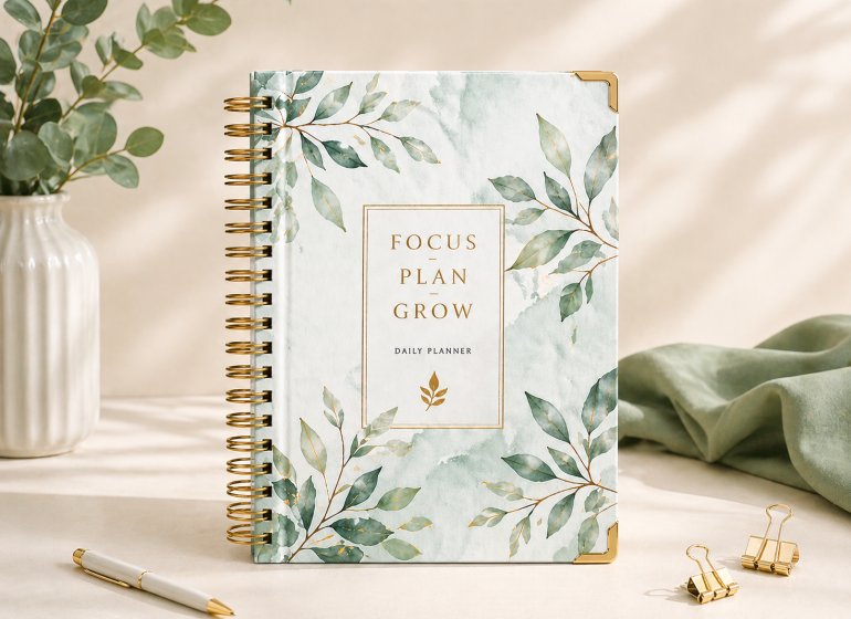 Custom Botanical Spiral Daily Planner Hardcover Journal Manufacturer