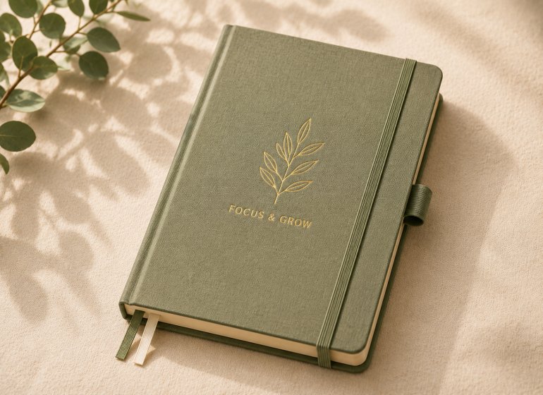 Focus & Grow Premium Hardcover Journal with Pen Holder