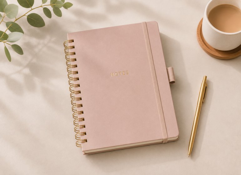 luxury-pink-spiral-notebook-front-view