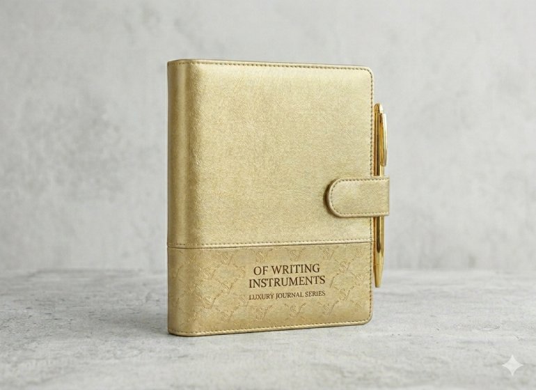Luxury Metallic Gold 6-Ring Binder Planner - Elegant Closed View