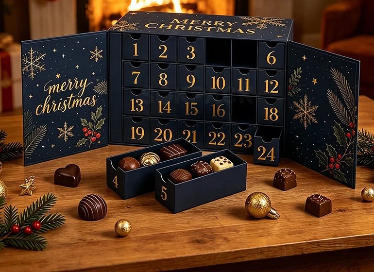 Custom Recyclable Candy Advent Calendar Gift Box