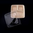 Takeaway meal box with three compartments