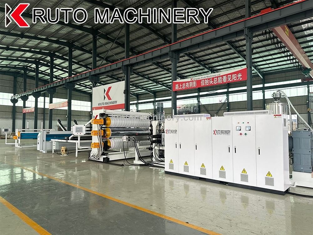 PE PP PMMA PC ABS sheet fabrication equipment in factory setup