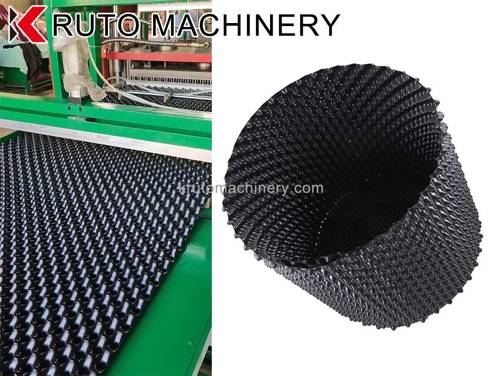 Automatic air pruning container production line with slitting and cutting system