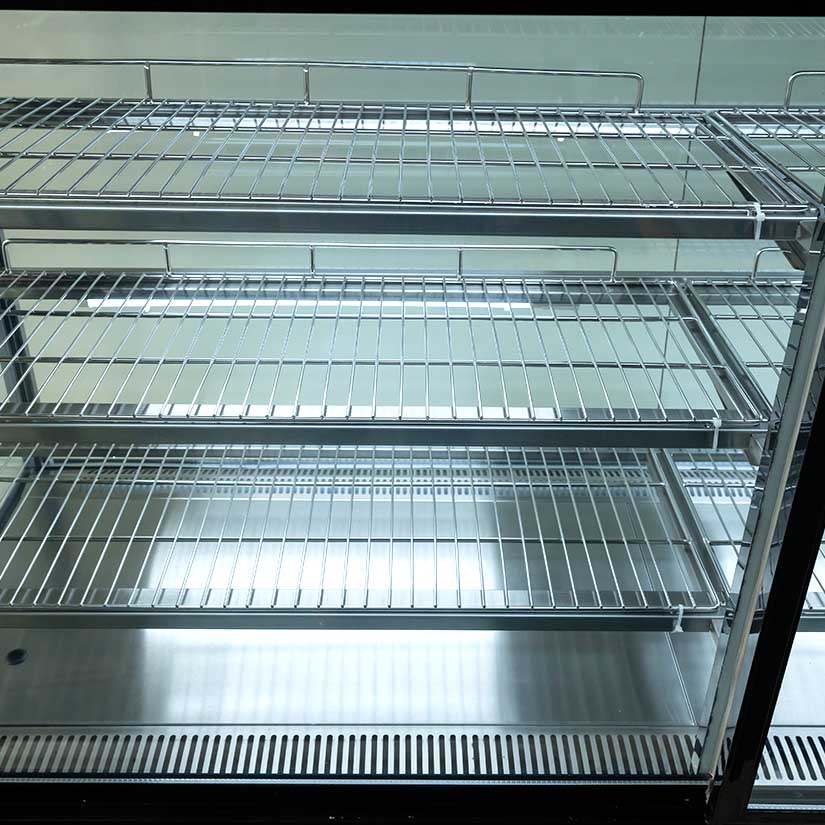 Golden right angle cake cabinet