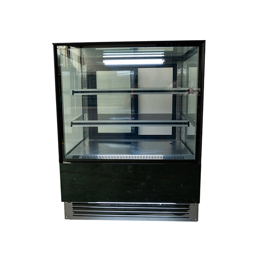 Vertical right angle cake cabinet (black front convex)