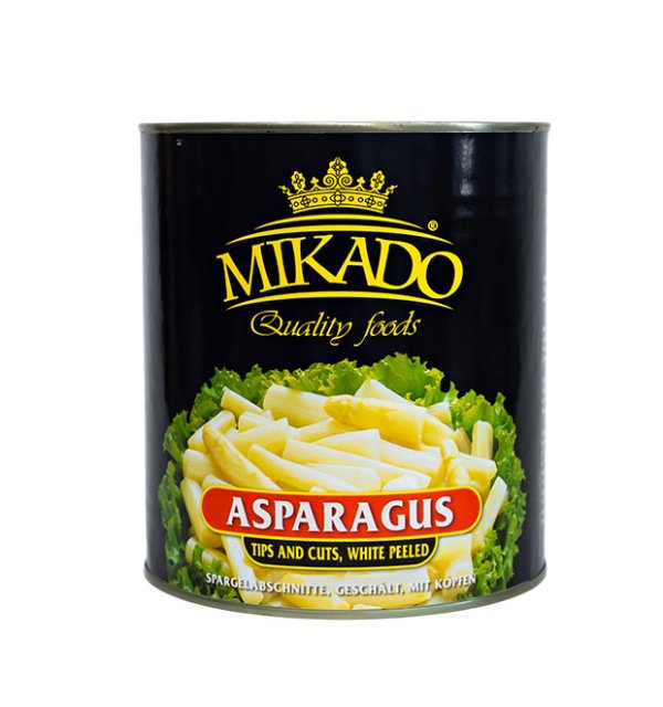 Canned white asparagus tips & cuts in 3100ml tins
