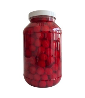 red maraschino cherries in syrup