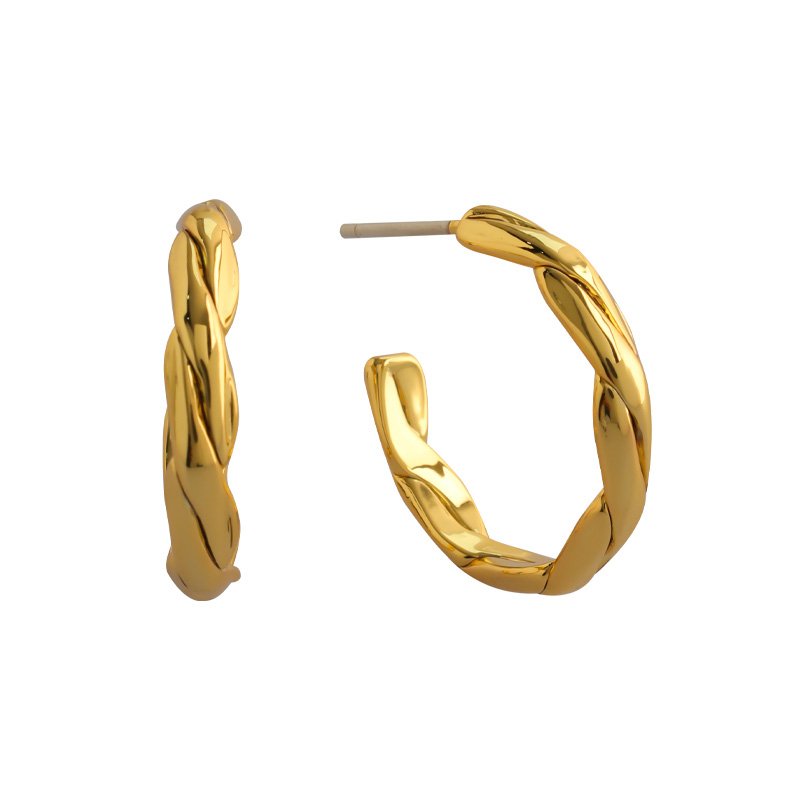 18K golden simple style earrings