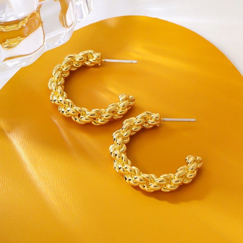 18K golden Interwoven earrings