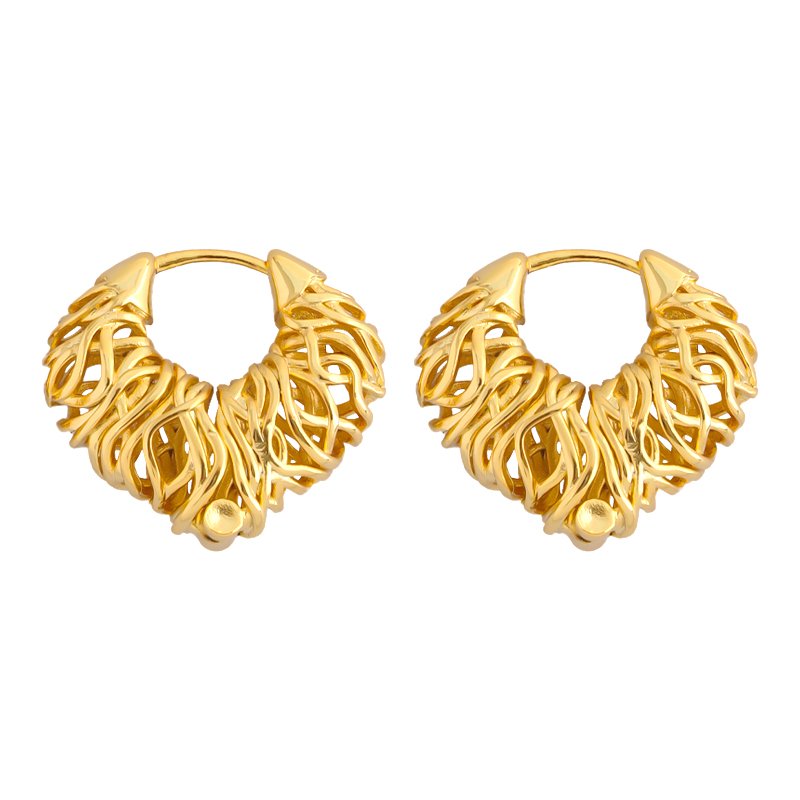 18K golden heart-shaped earrings