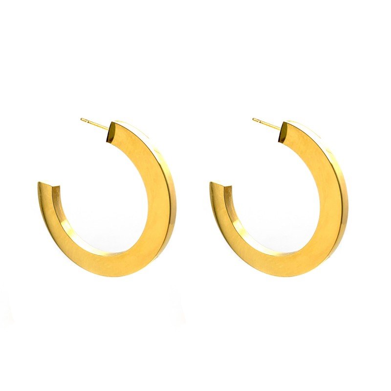 C-shaped fashionable gold-plated earrings