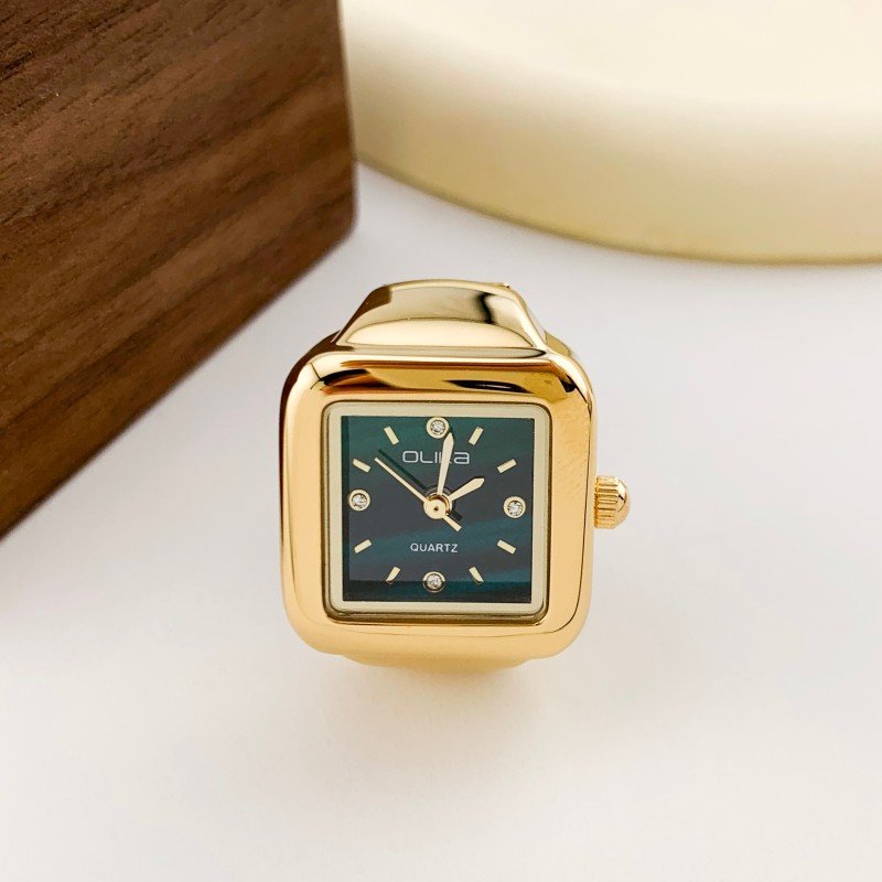 Mini finger watch with elastic band square dial quartz watch