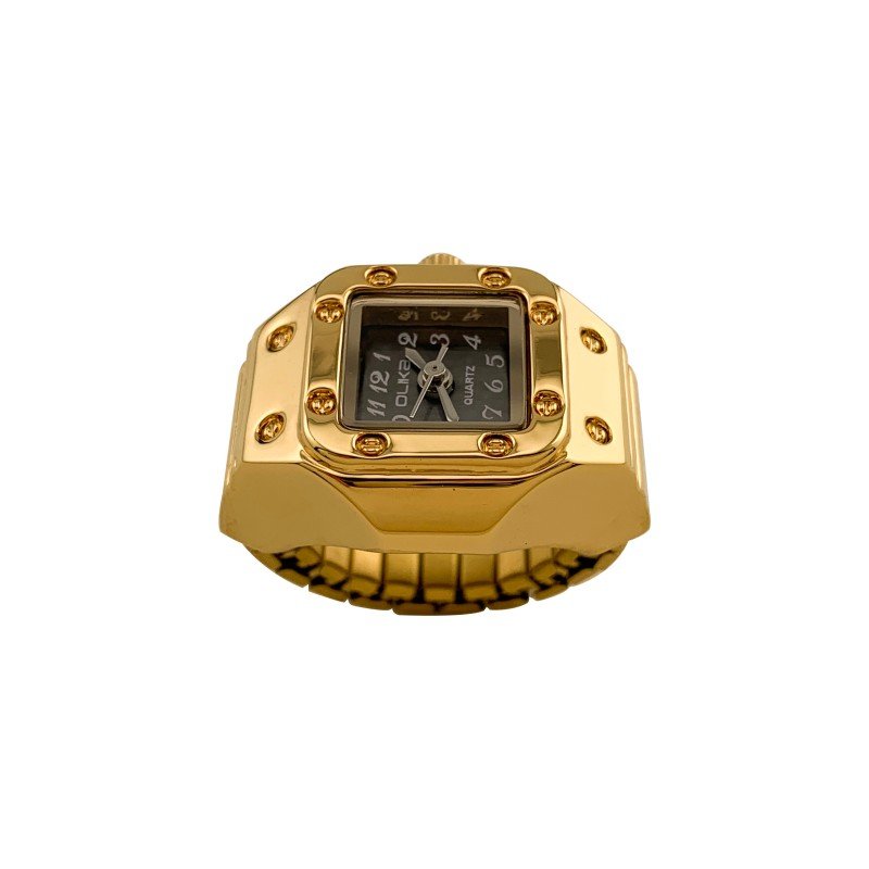 Mini finger watch with elastic band round dial quartz watch 