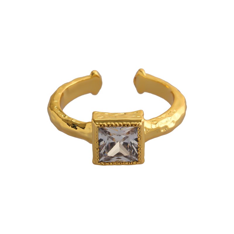 18K golden zirconite inlaid open ring