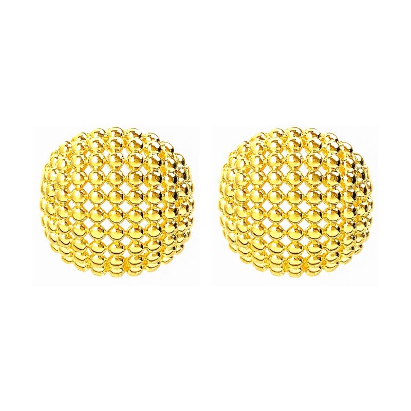18K golden hollow spherical 925 silver needle earrings