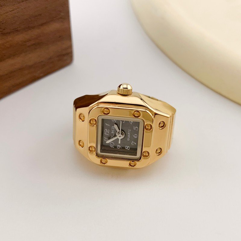 Mini finger watch with elastic band round dial quartz watch 