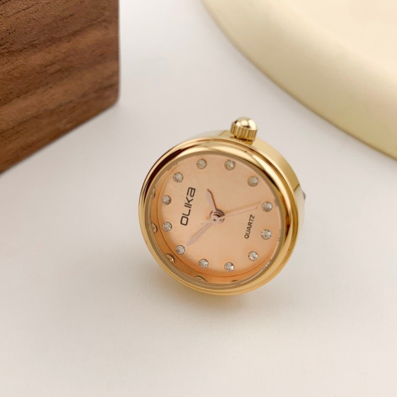 Mini elastic band round dial quartz creative ring watch