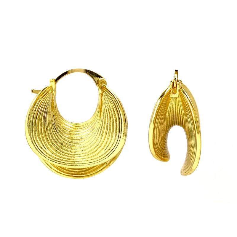Exaggerated golden irregular stripes sexy large earrings