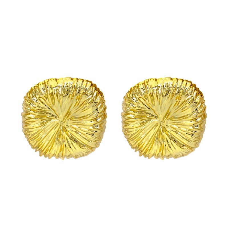 Ruffled texture semi-circle 925 silver needle earrings