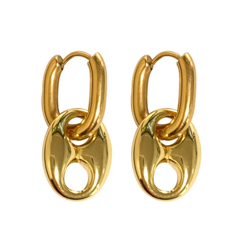18K golden double-ring earrings