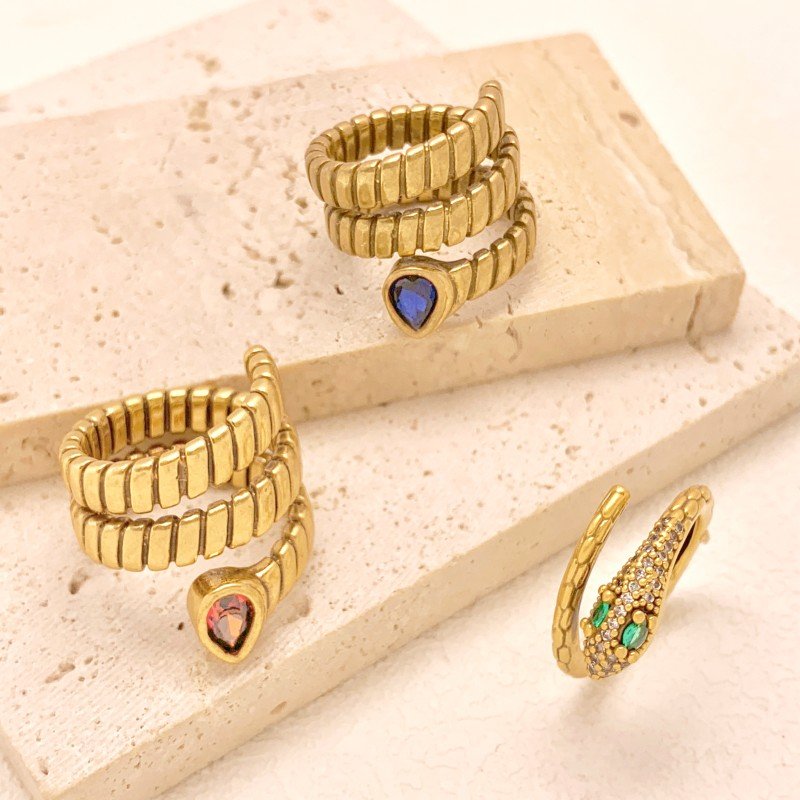 Snake-shaped diamond-studded ring