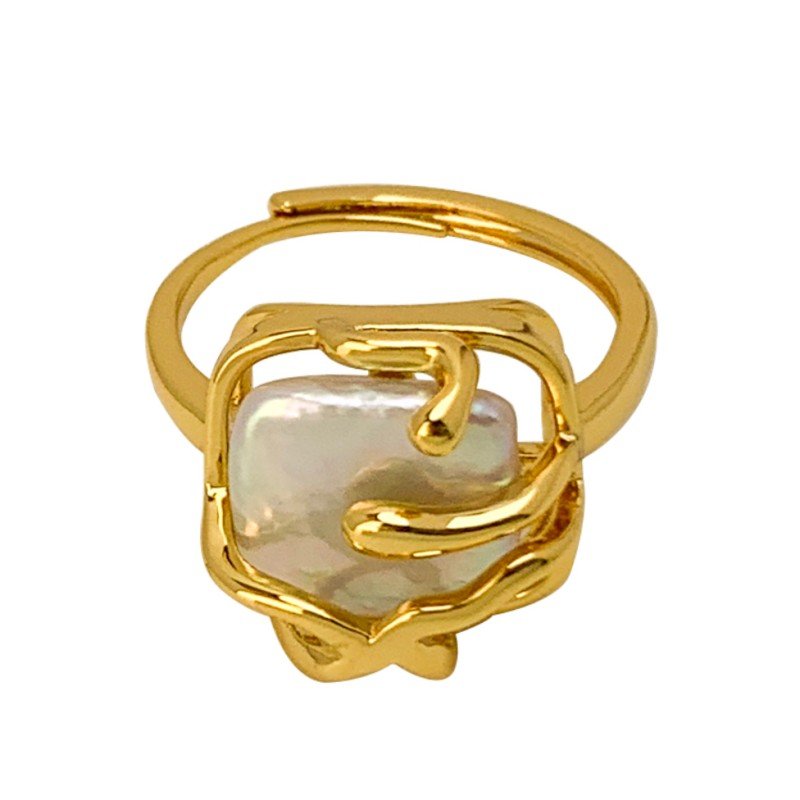 18K gold with pearl inlay ring