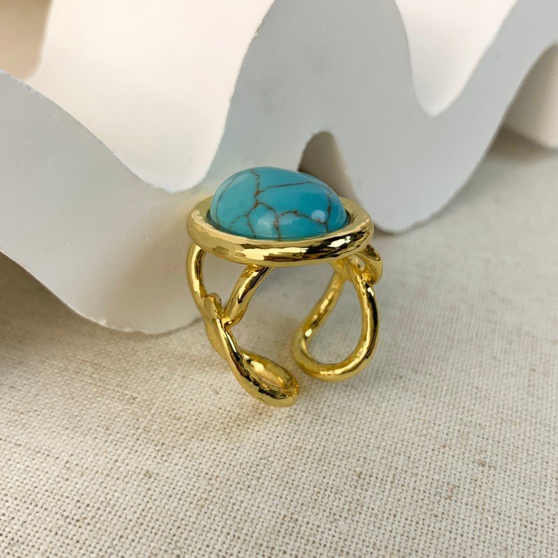Court-style turquoise open ring