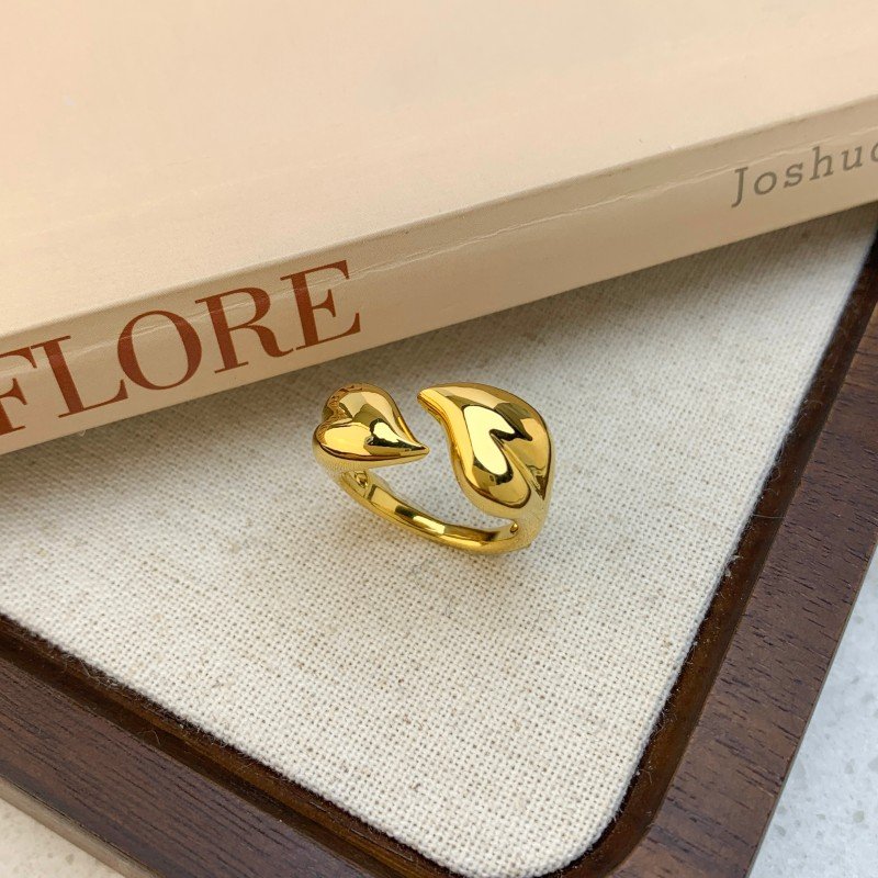 Love-themed luxury open-ended asymmetrical finger ring