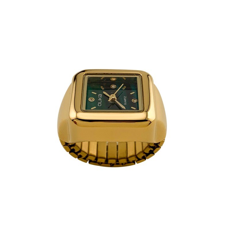 Mini finger watch with elastic band square dial quartz watch