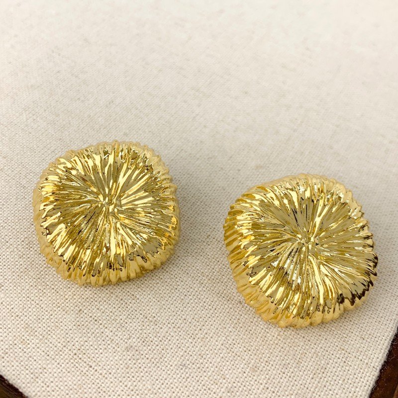 Ruffled texture semi-circle 925 silver needle earrings