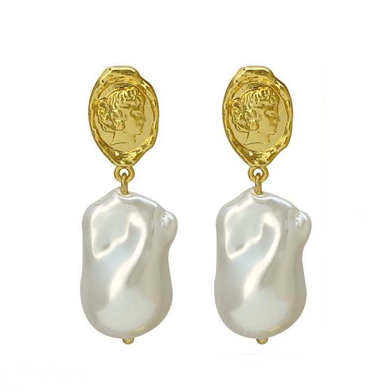 S925 silver needle imitation Baroque pearl earrings