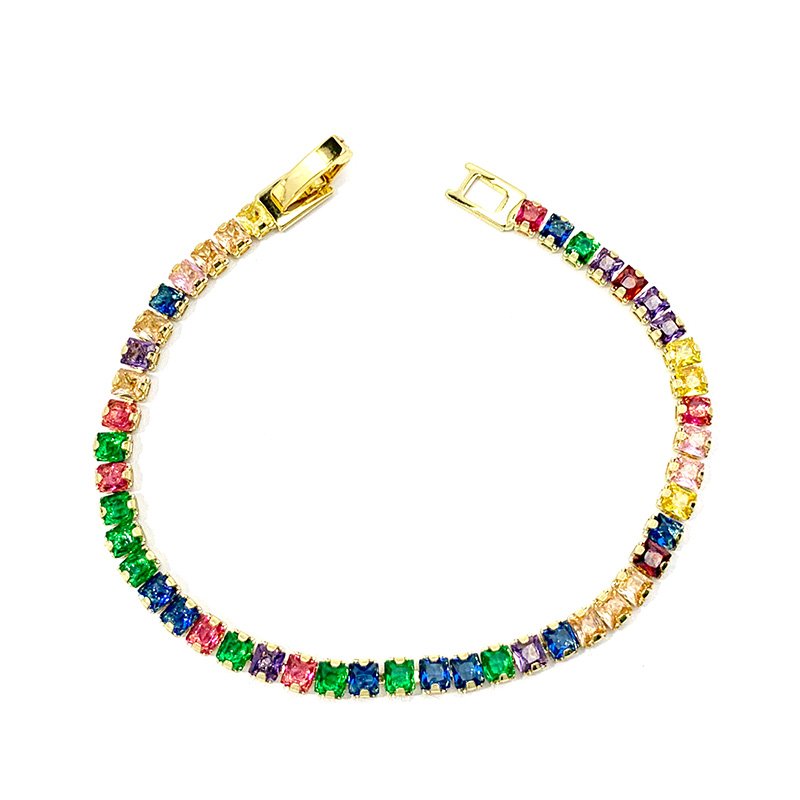 18K gold plated cubic zirconia classic tennis bracelet 