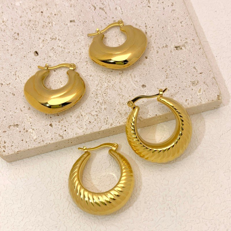 18K golden titanium steel earrings