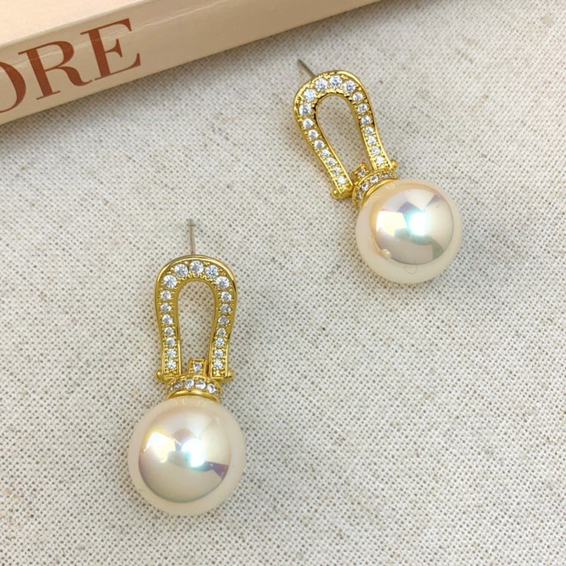 925 silver needle pearl luxury French style earrings