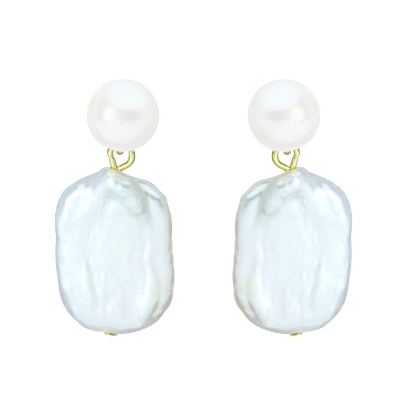 Natural freshwater Baroque irregular-shaped pearl portrait earrings