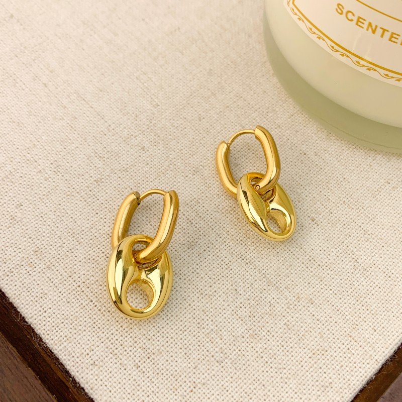 18K golden double-ring earrings