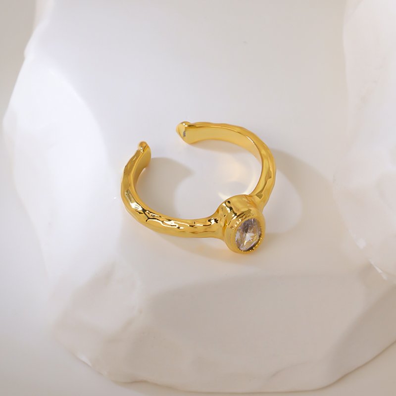 18K golden zirconite inlaid open ring