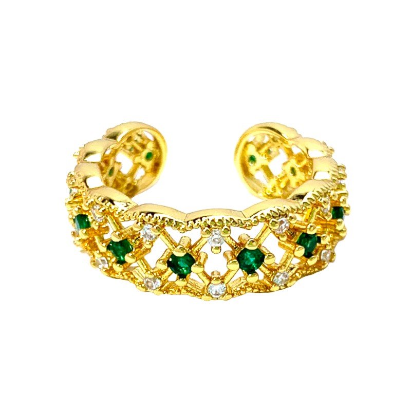 18K golden petal-set zircon ring