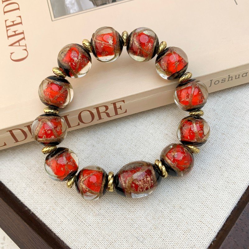 Candle ash glazed bead bracelet