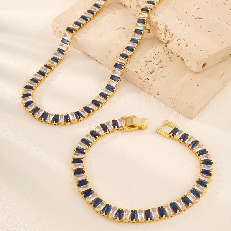 18K gold zirconia necklace & bracelet
