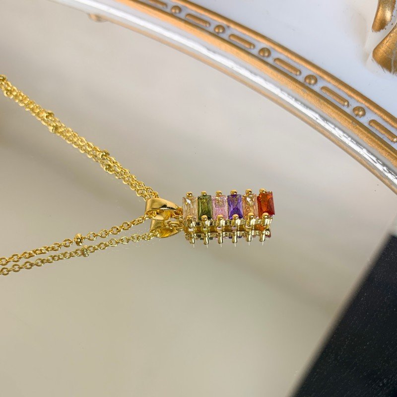 Colored zircon necklace earrings set