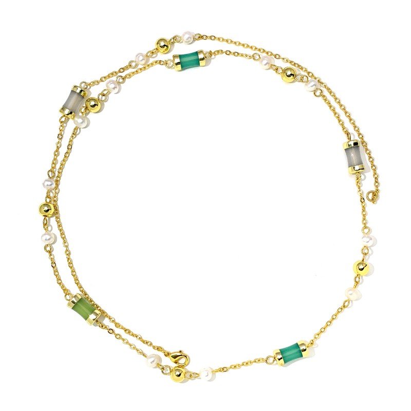 Natural pearl necklace and tassel earrings set