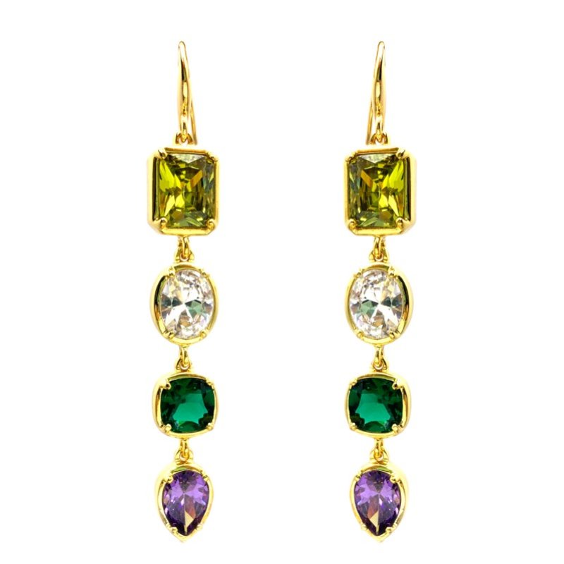 Set of necklace, bracelet and earrings with Inlaid zirconia