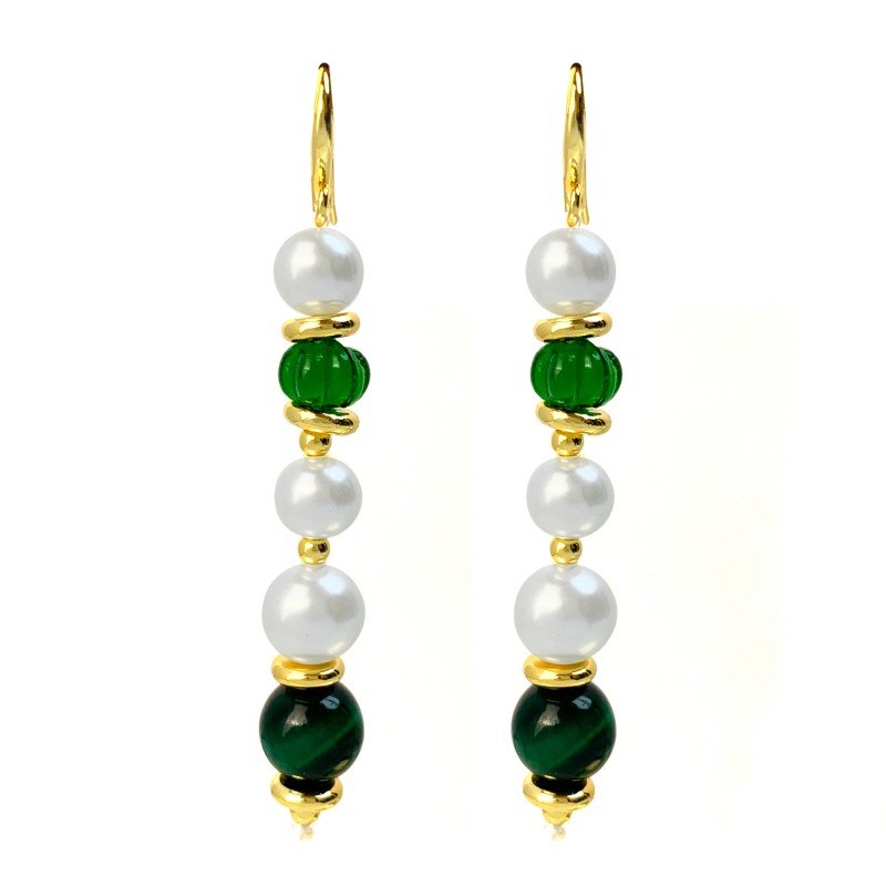 Beaded heart-shaped pearl collar necklace earrings set