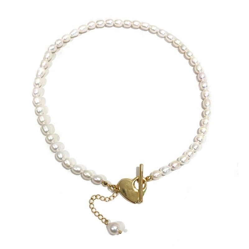 Freshwater pearl heart-shaped collarbone chain