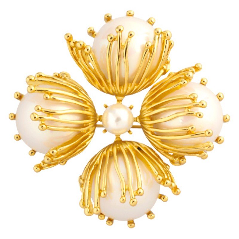 18K golden petal brooch