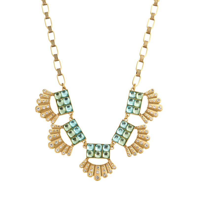 Exaggerated geometric style zirconia necklace